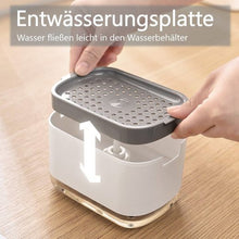 Lade das Bild in den Galerie-Viewer, CRELIV Spülmittelspender für Küche Aufbewahrung, 2-in-1 Dosierspender mit Schwammhalter (1-tlg), Einhand-Bedienung durch das &#39;&#39;DRÜCKEN &amp; PUMPEN&#39;&#39; Design
